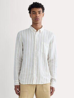 Everlane Men's Classic Shirt in Linen in Bone White/Khaki, Size 2XL